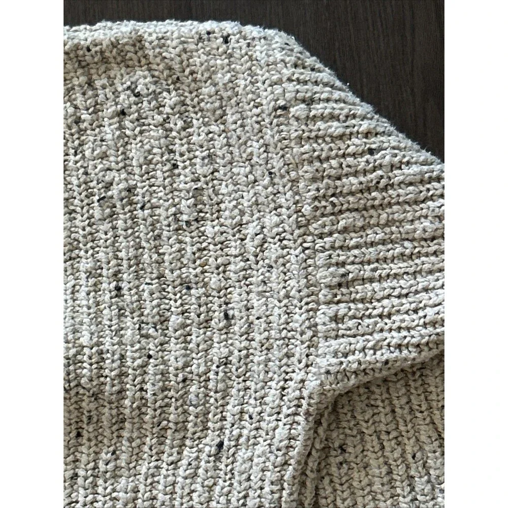 Vintage Banana Republic Fisherman Sweater Mens Large Chunky Knit Mock neck Beige